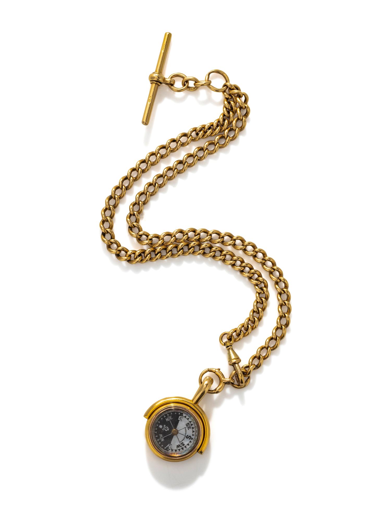YELLOW GOLD WATCH CHAIN WITH FOB