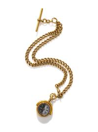 YELLOW GOLD WATCH CHAIN WITH FOB