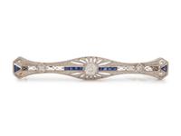 A Platinum, Diamond and Sapphire Brooch,