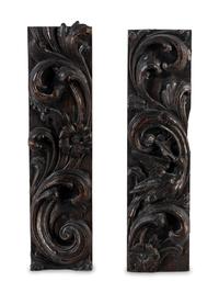 A Pair of English Carved Oak Panels