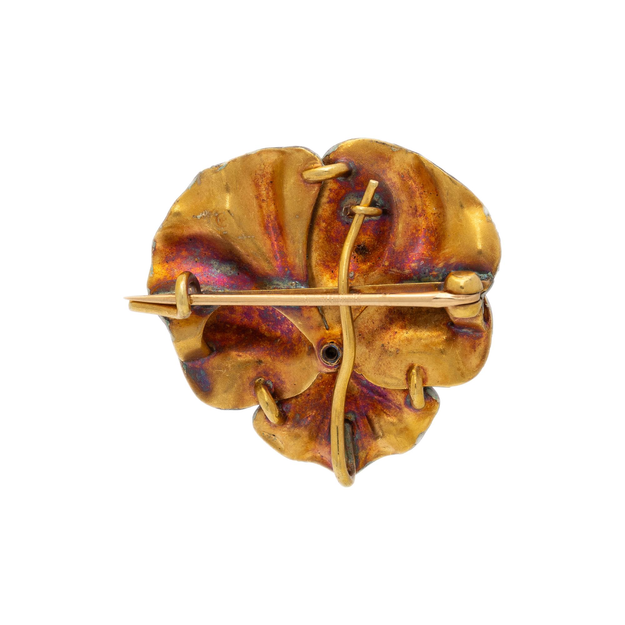 ENAMEL AND DIAMOND PANSY PIN