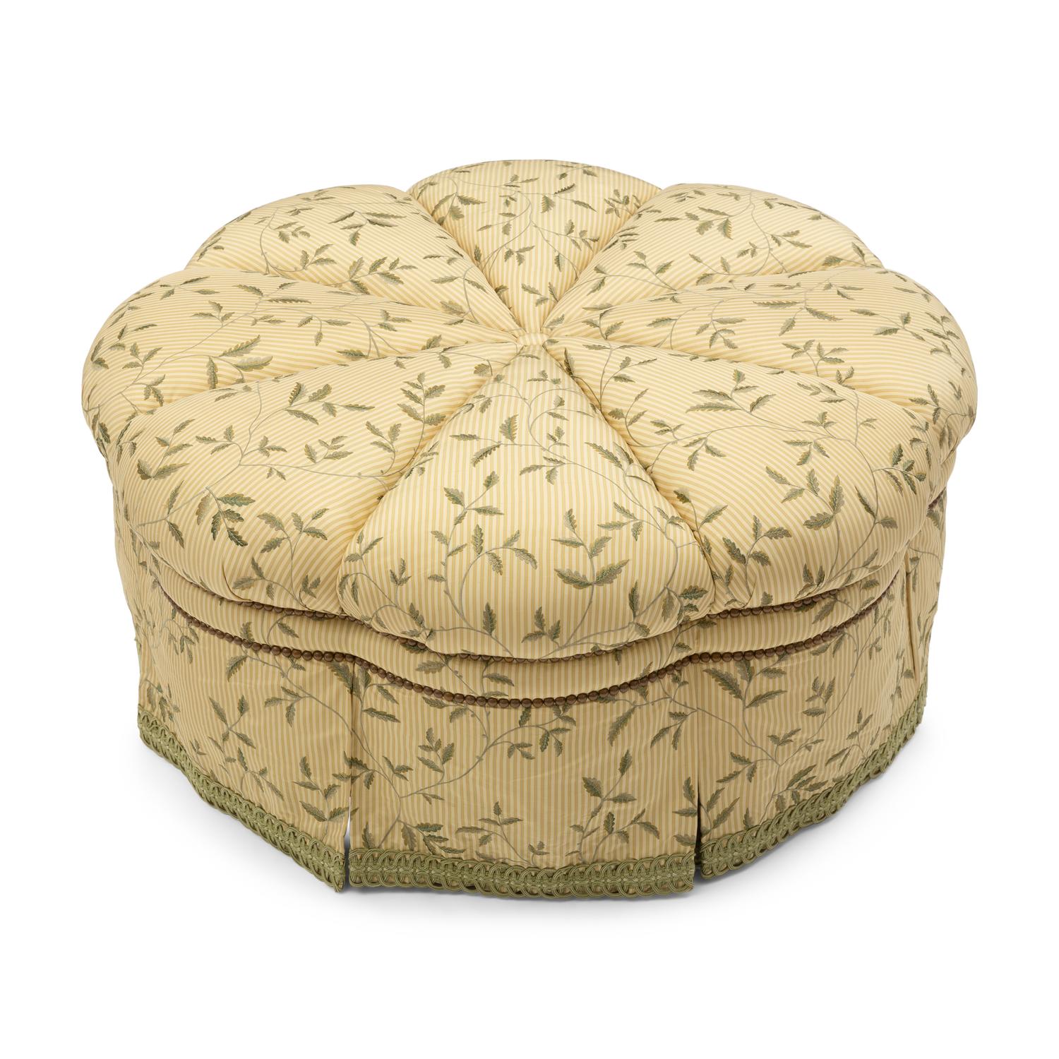 A Custom-Upholstered Circular Ottoman
