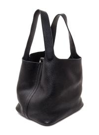 A Hermes Black Taurillon Clemence Picotin MM Handbag, 9" x 8.5" x 7".