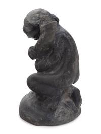 A Metal Garden Fountain Figural Group