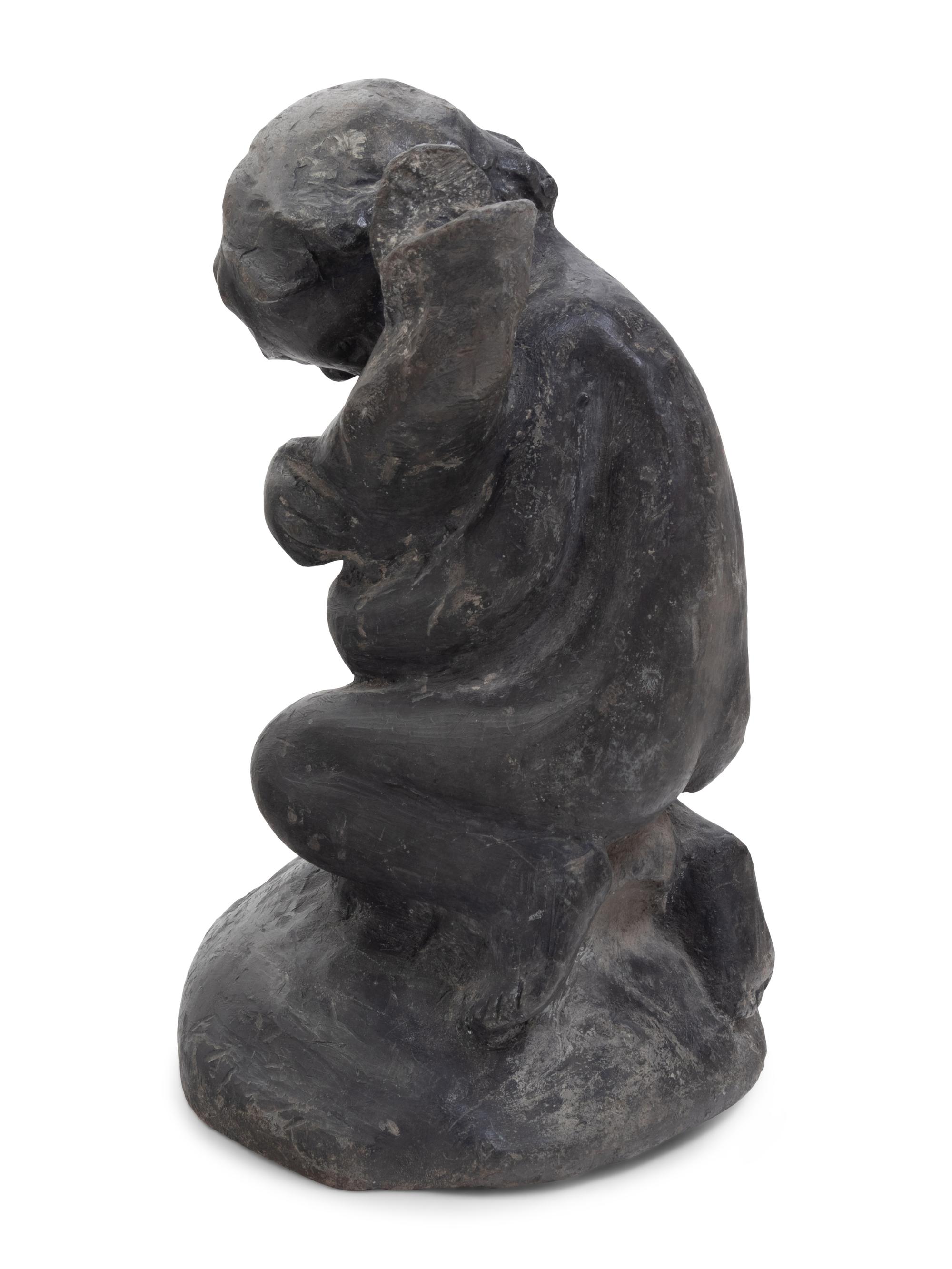 A Metal Garden Fountain Figural Group