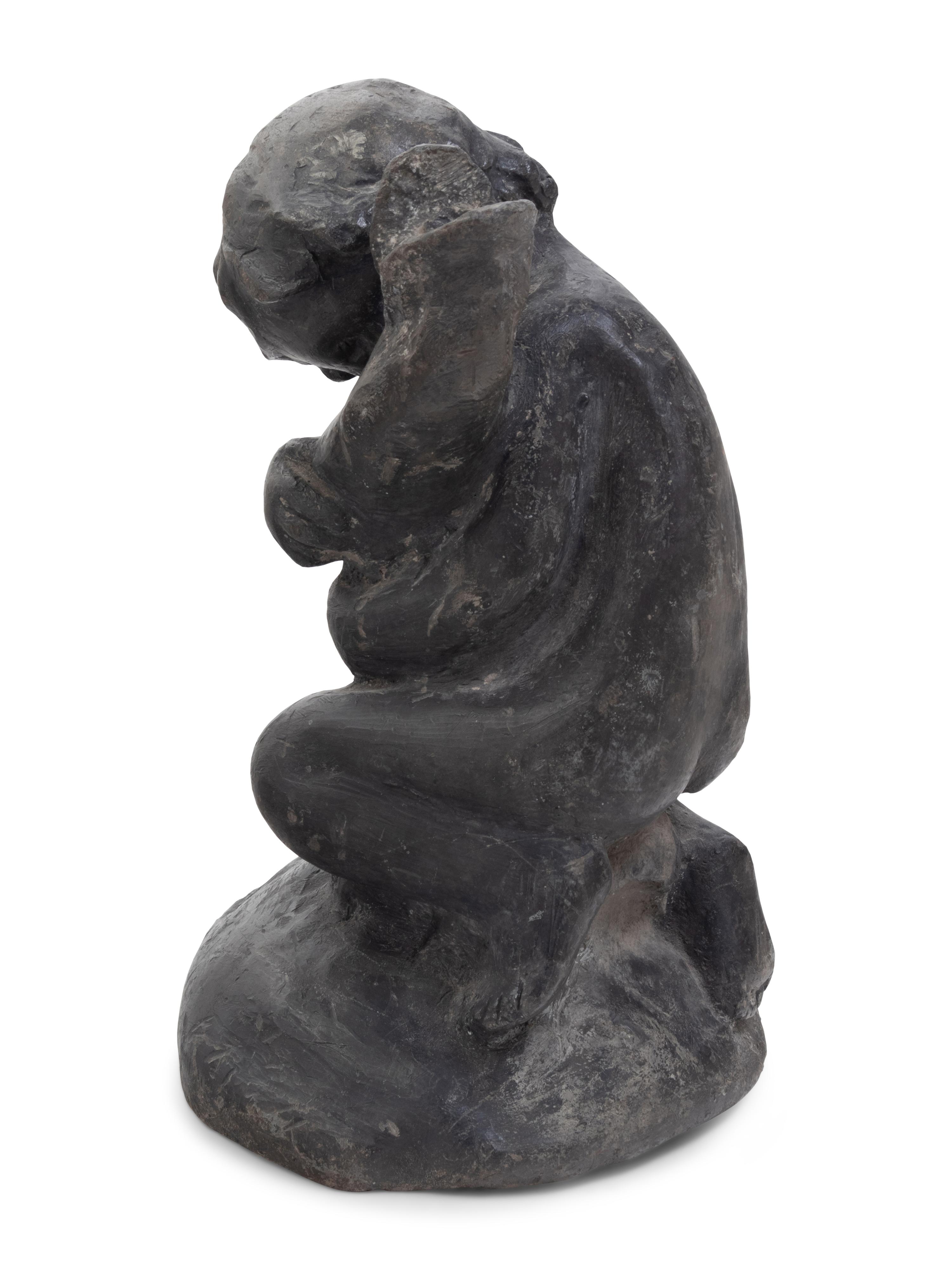 A Metal Garden Fountain Figural Group