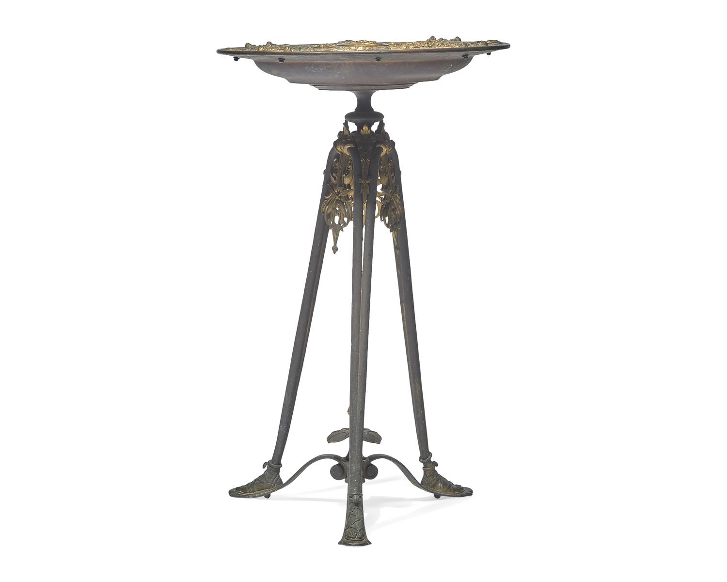 A Renaissance Revival Gilt and Patinated Metal Basin On Stand, by Jules-Paul Brateau (French, 1844-1923), Retailed by Tiffany & Co., New York, NY, Circa 1900