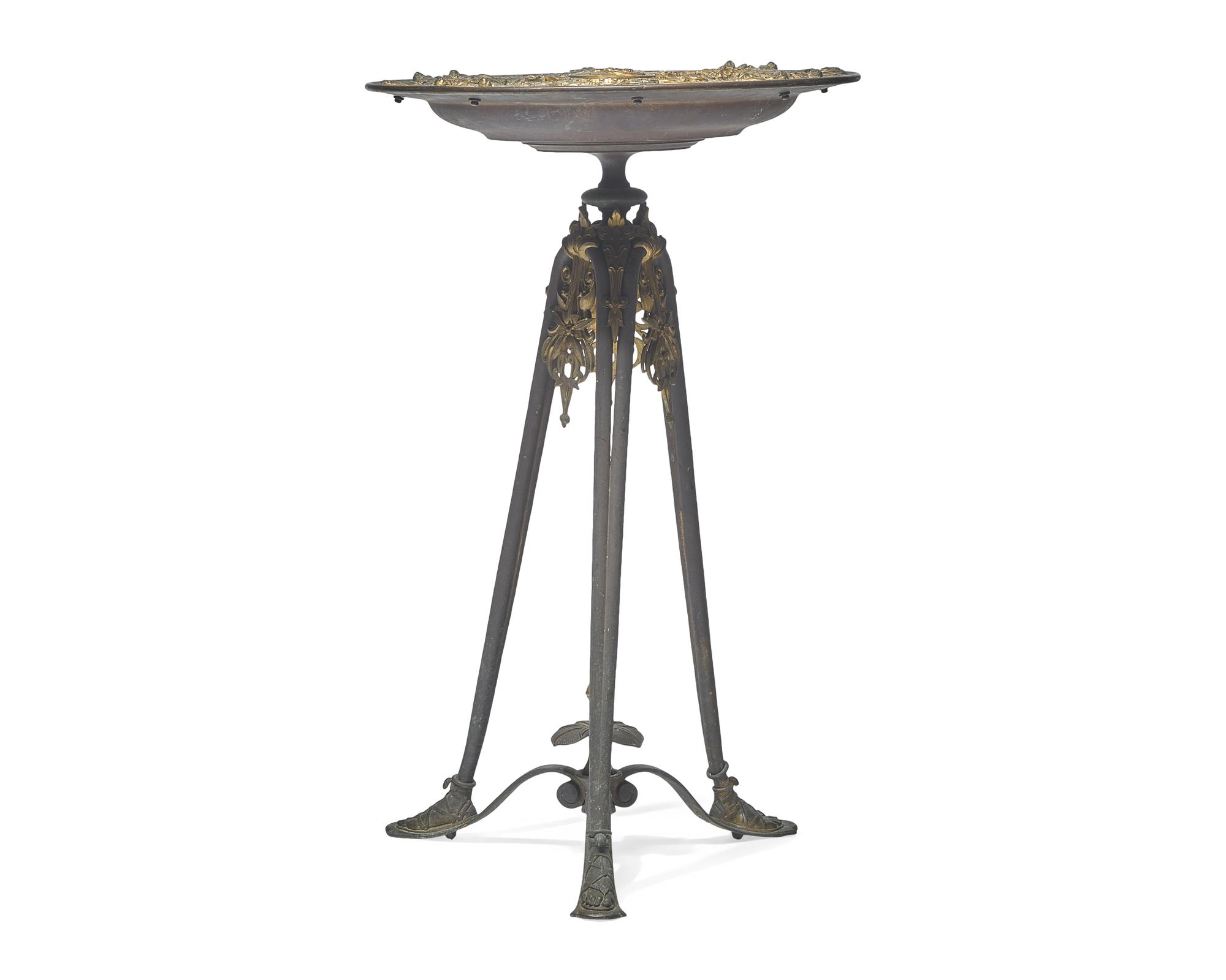 A Renaissance Revival Gilt and Patinated Metal Basin On Stand, by Jules-Paul Brateau (French, 1844-1923), Retailed by Tiffany & Co., New York, NY, Circa 1900