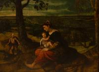 Holy Family at Rest in Landscape