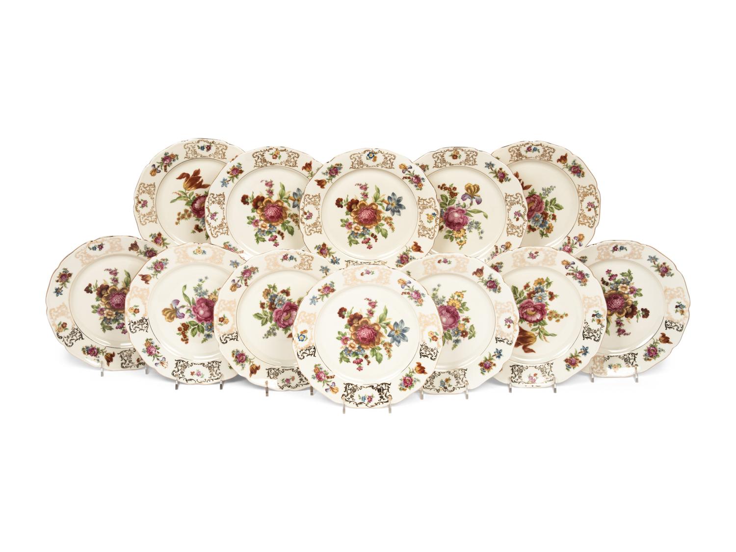 A Set of Twelve Continental Porcelain Plates