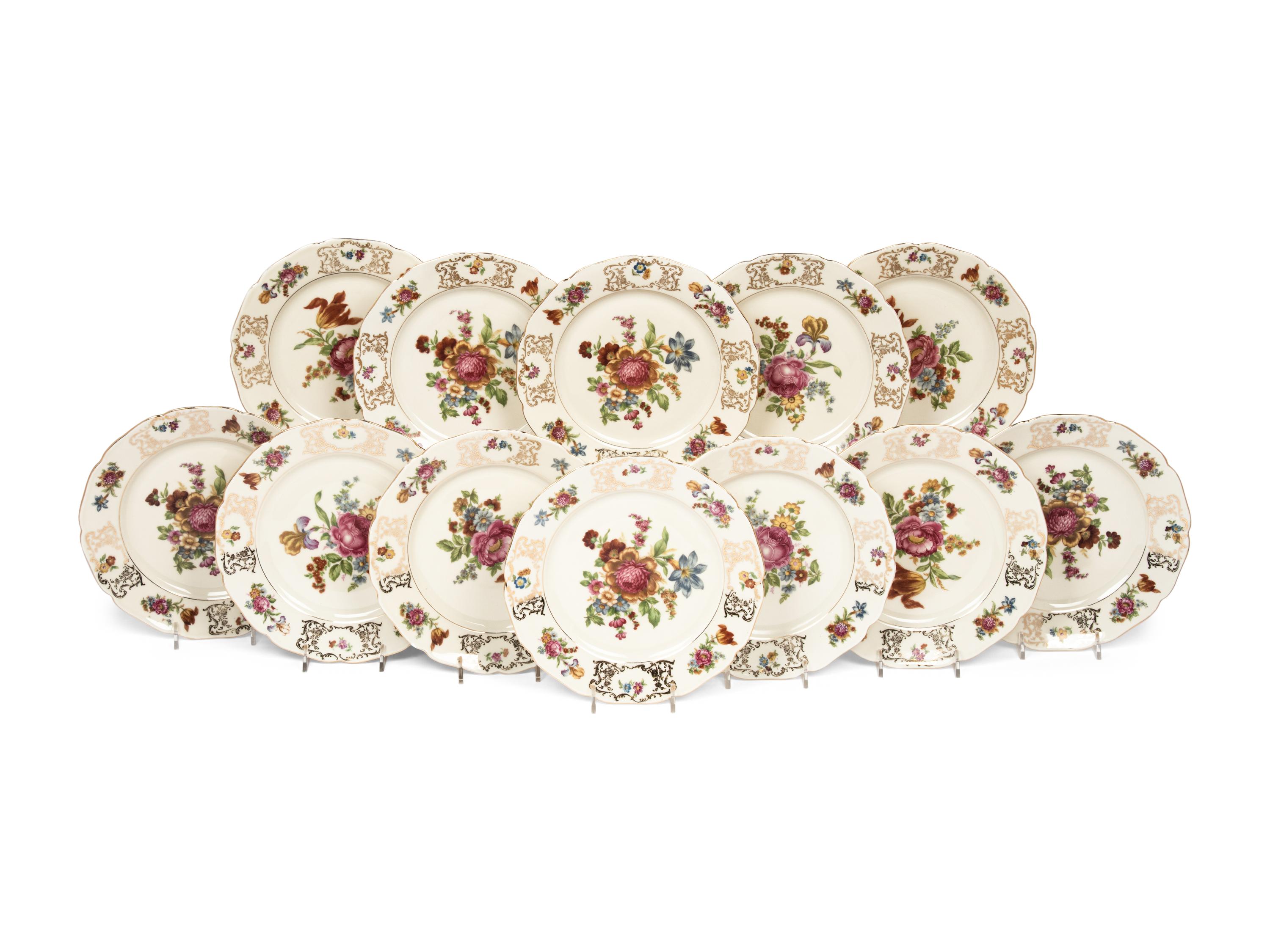 A Set of Twelve Continental Porcelain Plates