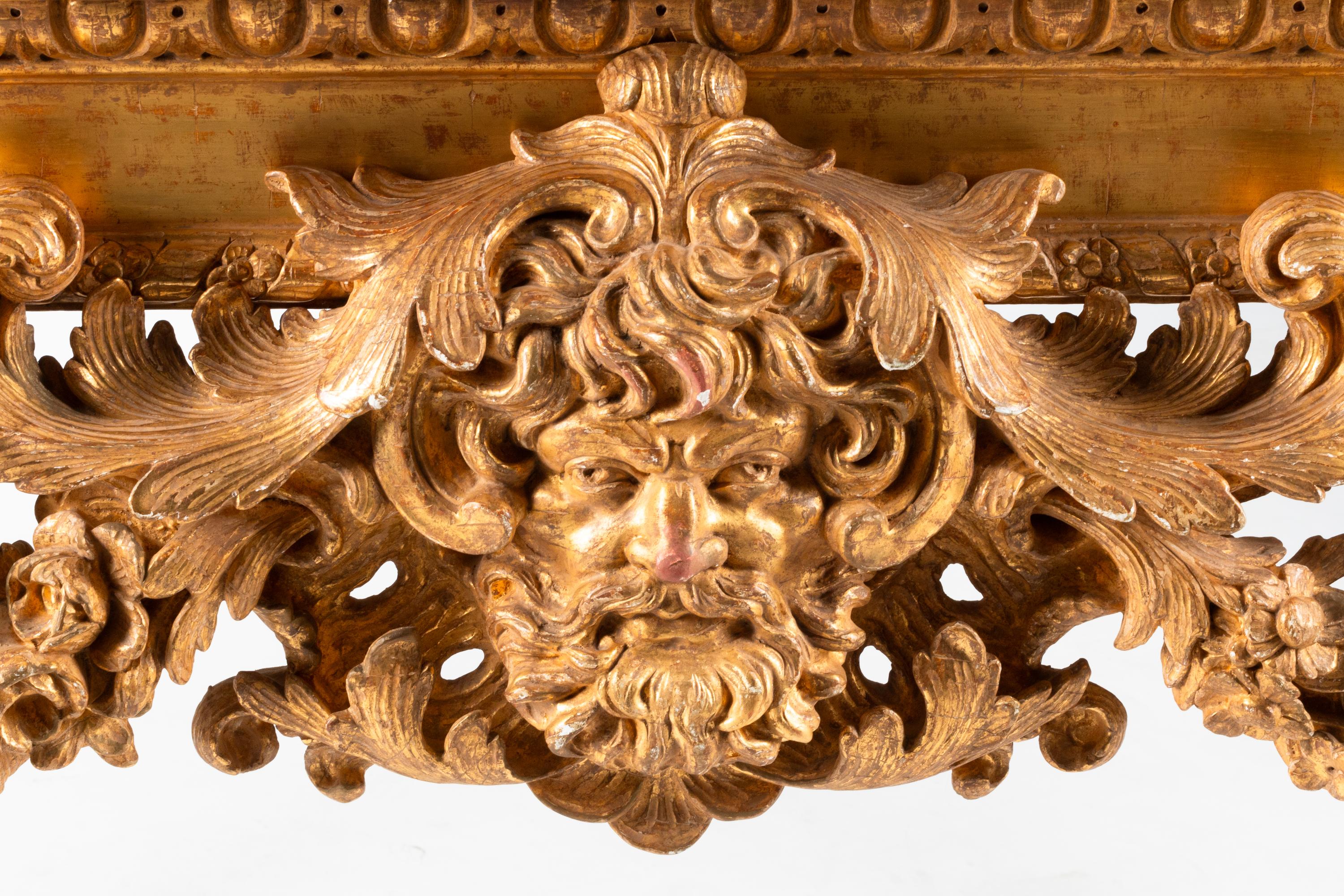 A George II Style Carved Giltwood Marble-Top Console Table
