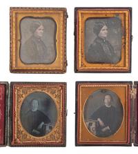[EARLY PHOTOGRAPHY]. A collection of pairs and trios of cased images featuring the same male and female subjects, including many likely copy images, including: