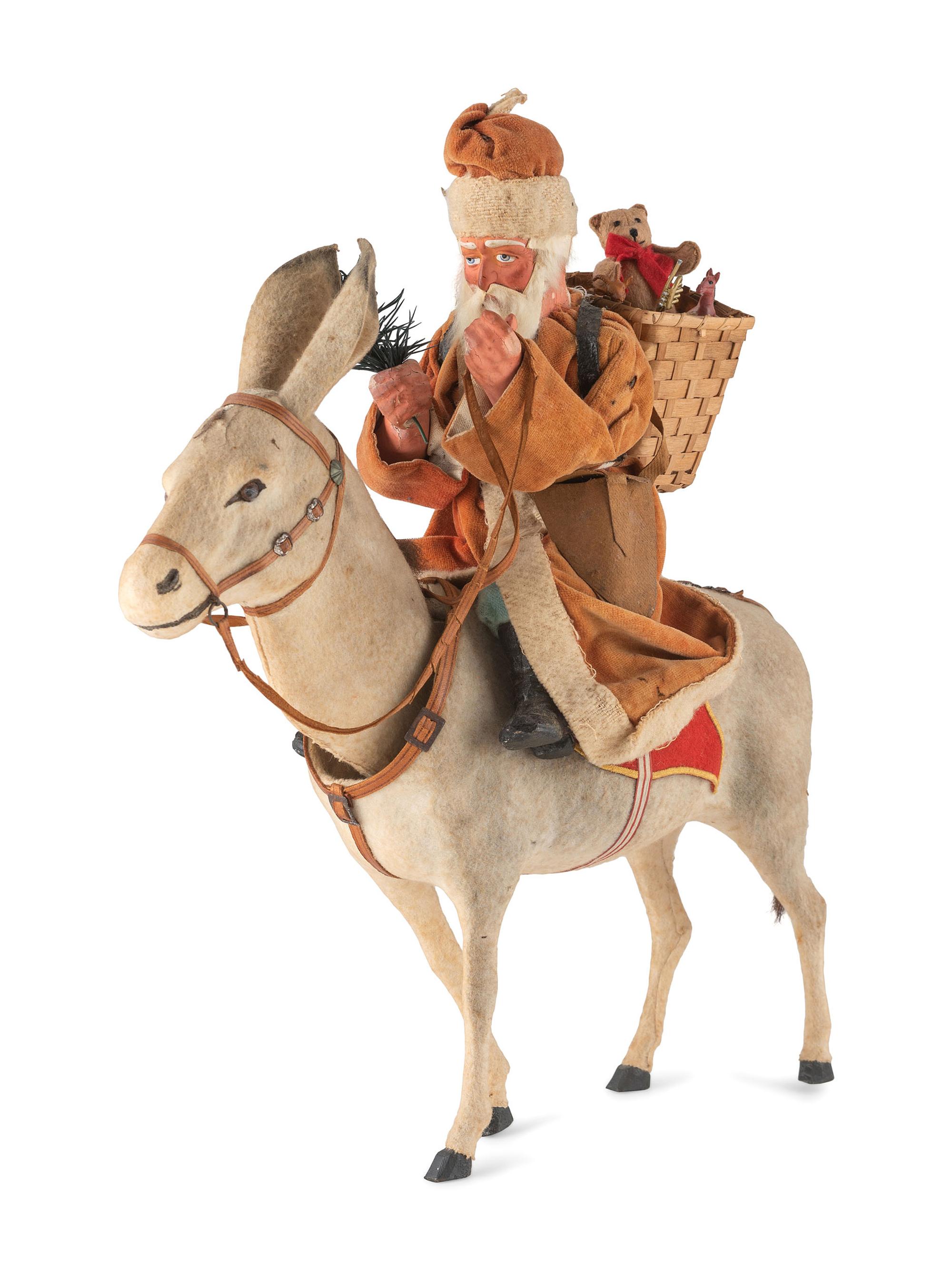 A German Papier-Mâché Santa Claus and Donkey Nodder