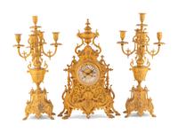 A French Gilt Bronze Clock Garniture