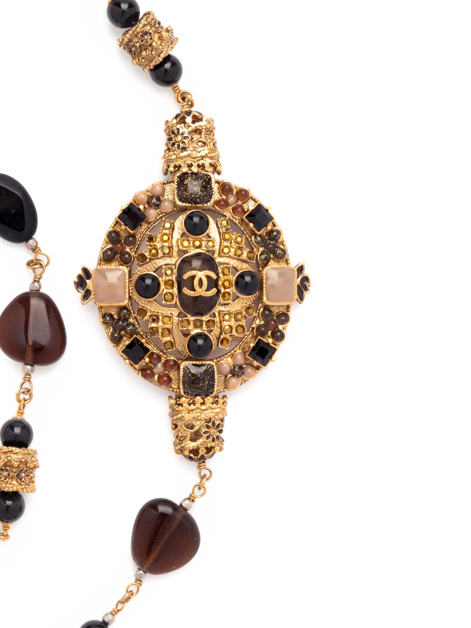 Chanel Stone and Chain Necklace Brooch Pin, Fall 2011