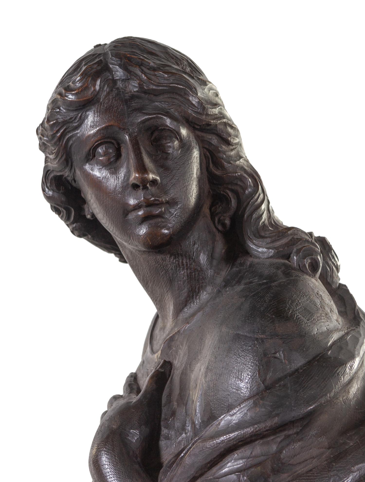 A Venetian Carved Pine Architectural Figure