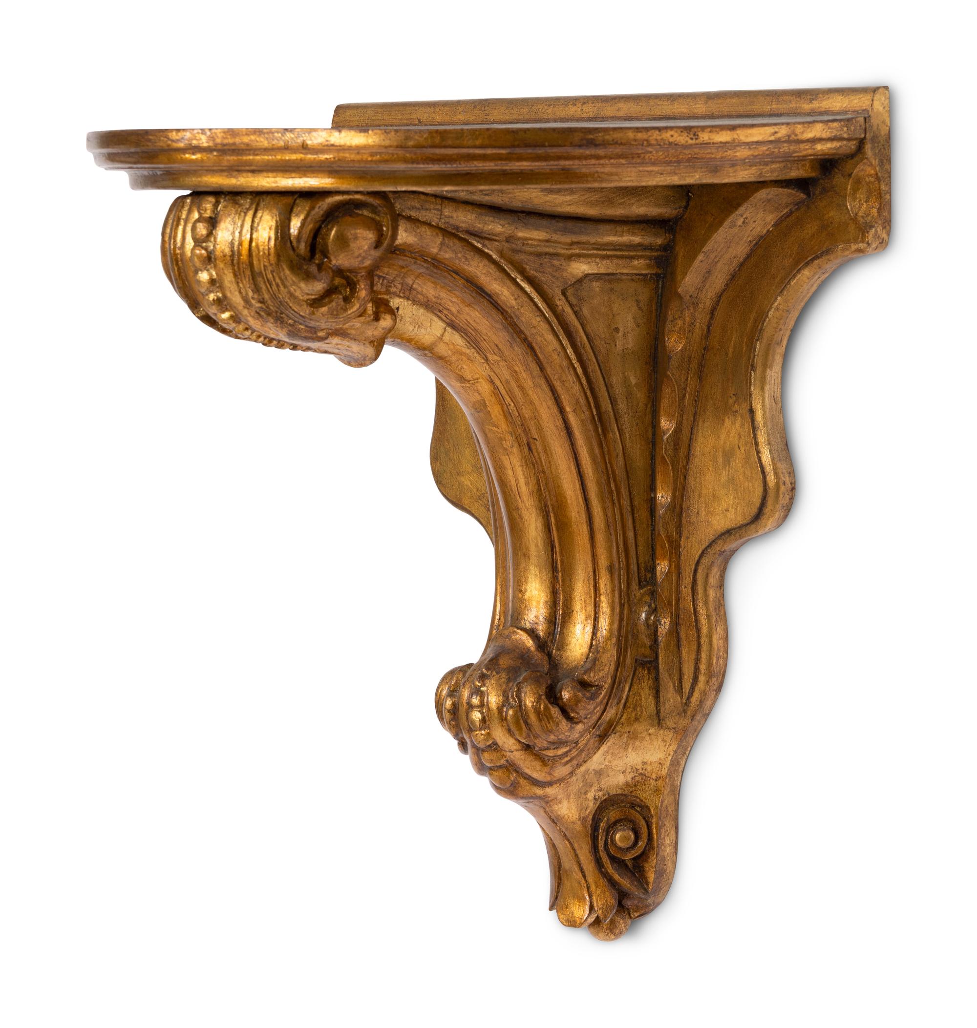 A Pair of Italian Neoclassical Giltwood Wall Brackets