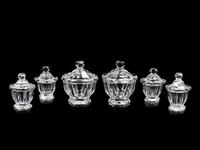 Six Baccarat Molded Glass Condiment Jars