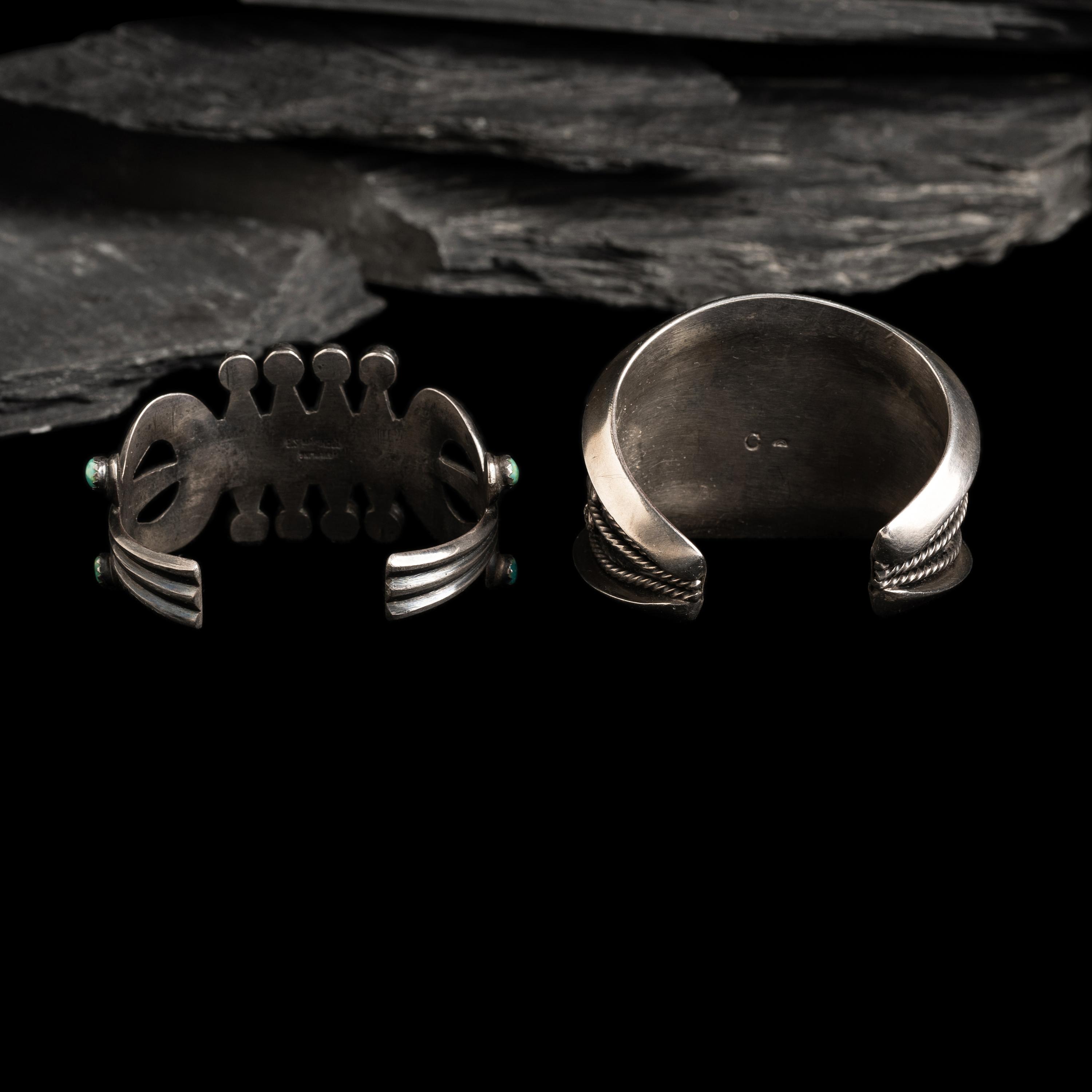 Navajo Silver and Turquoise Cuff Bracelets