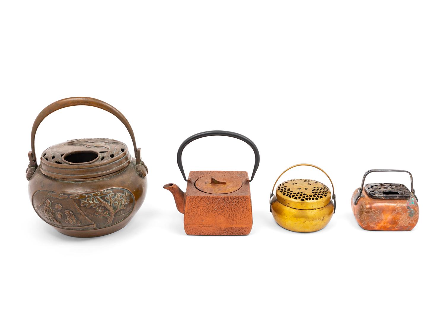 Four Chinese Hand Warmers and Teapot