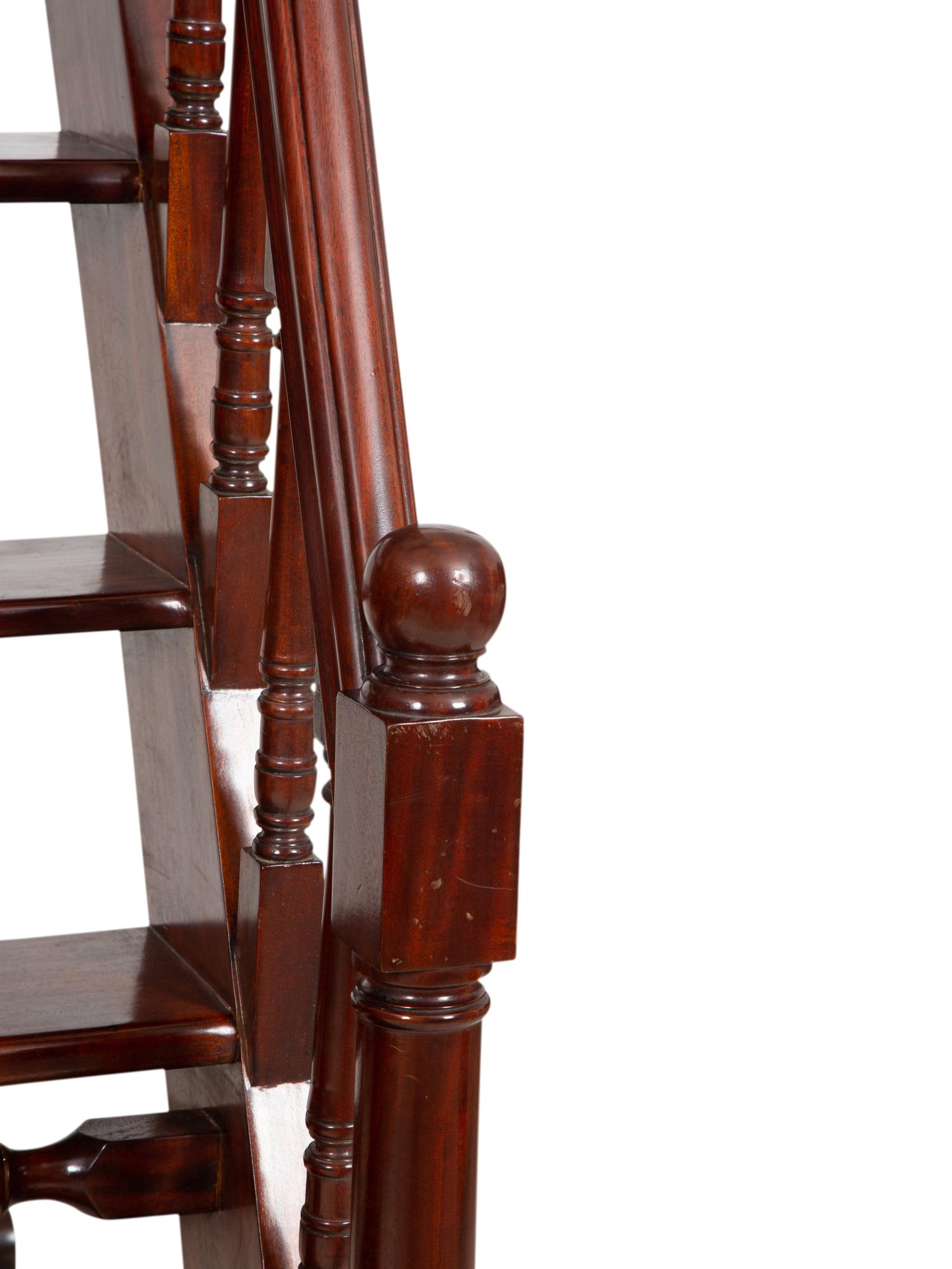 A Set of Georgian Style Mahogany Library Steps