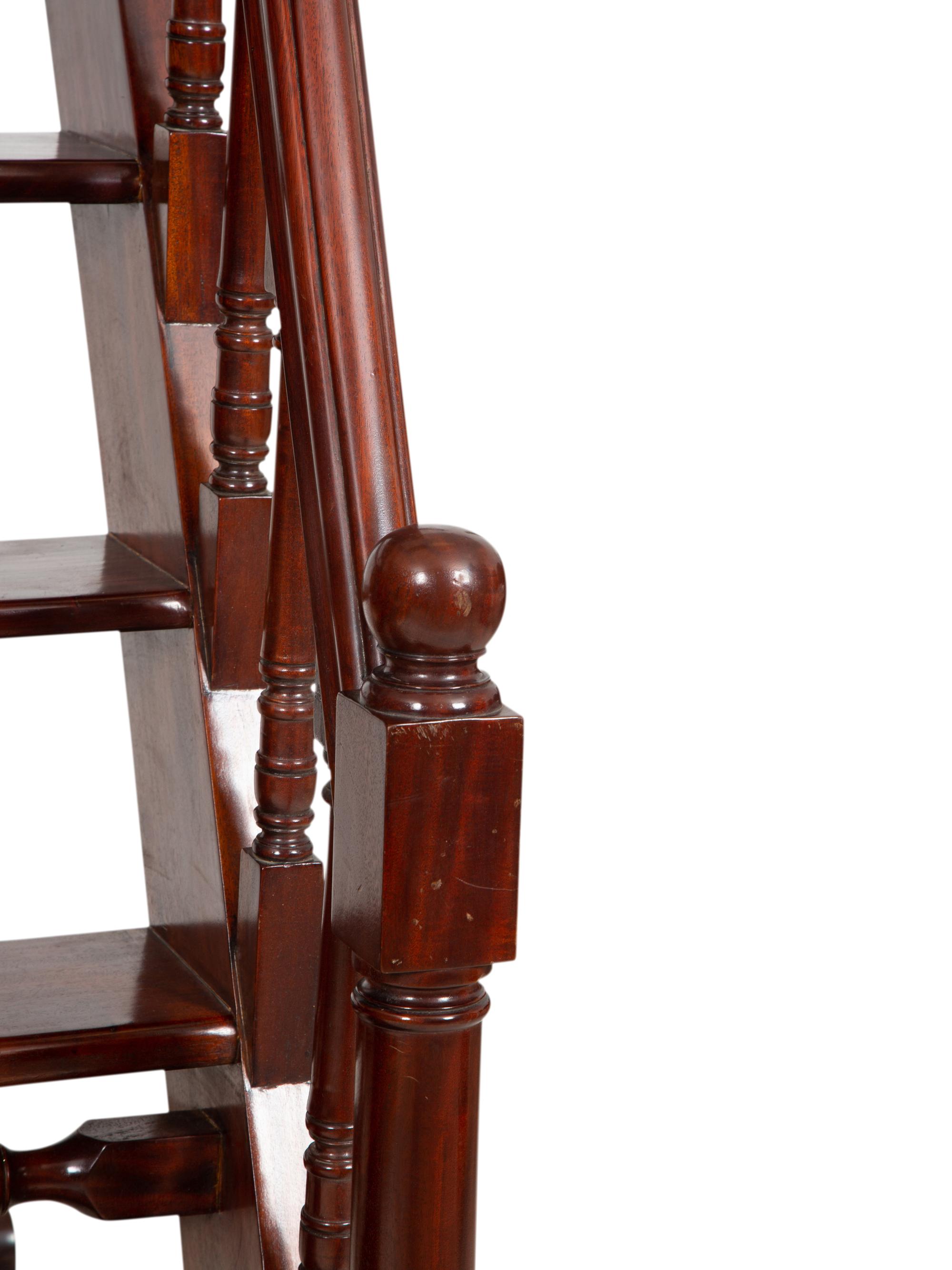 A Set of Georgian Style Mahogany Library Steps