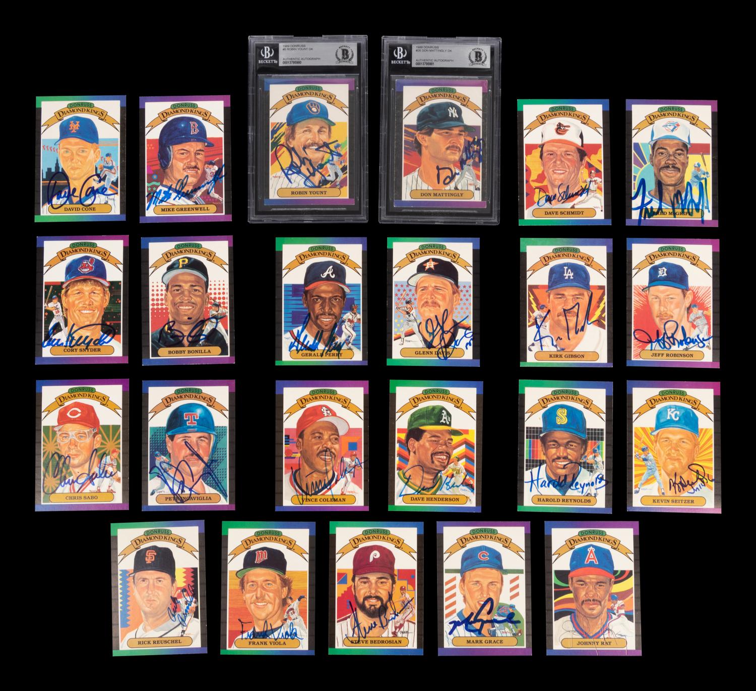 A Group of 23 1989 Donruss Diamond Kings Signed Autograph Baseball Cards,