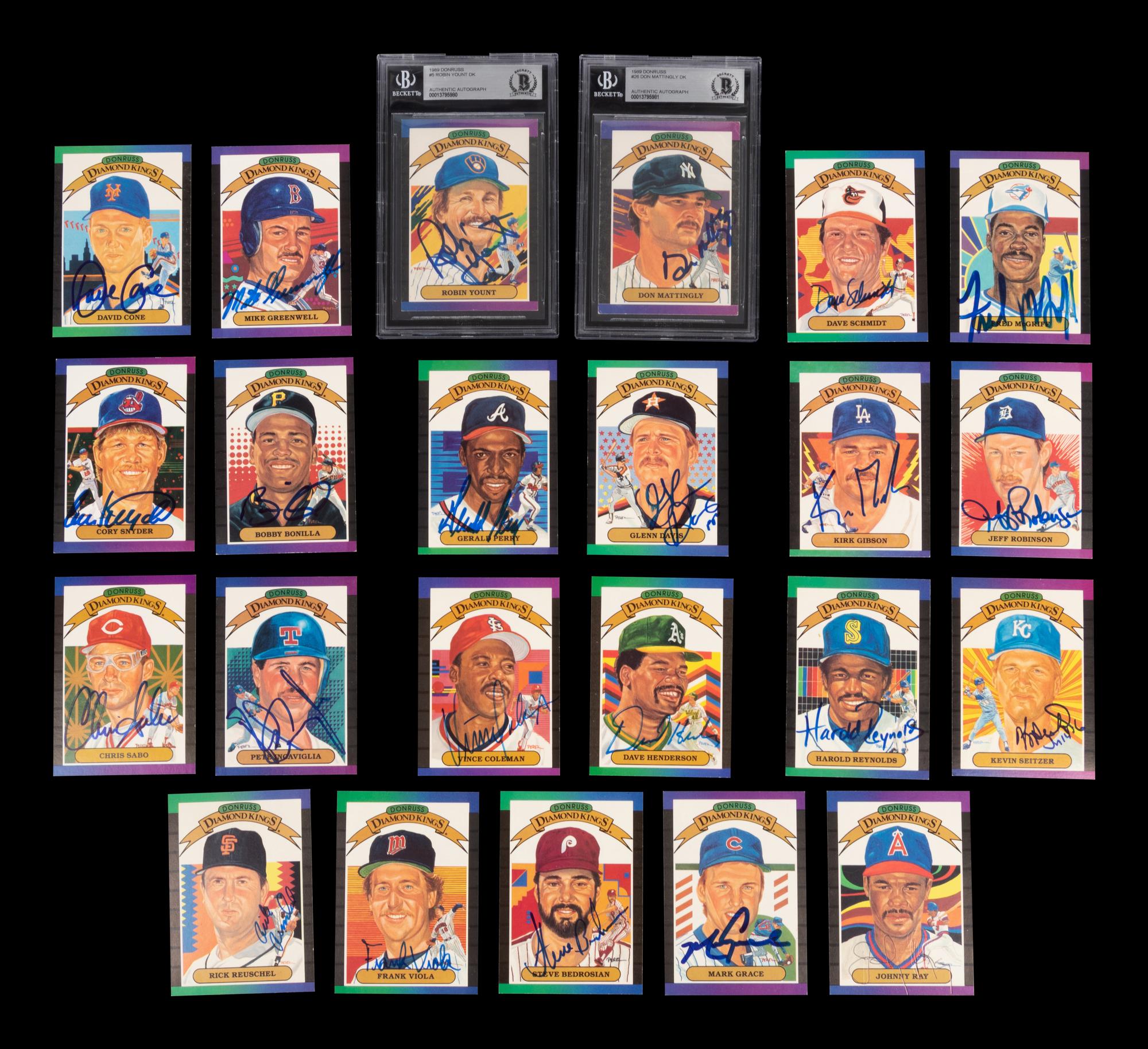 A Group of 23 1989 Donruss Diamond Kings Signed Autograph Baseball Cards,