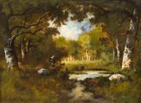 Narcisse Virgile Diaz de la Pena, (French, 1807-1876), Mare a l'entree d'un bois
