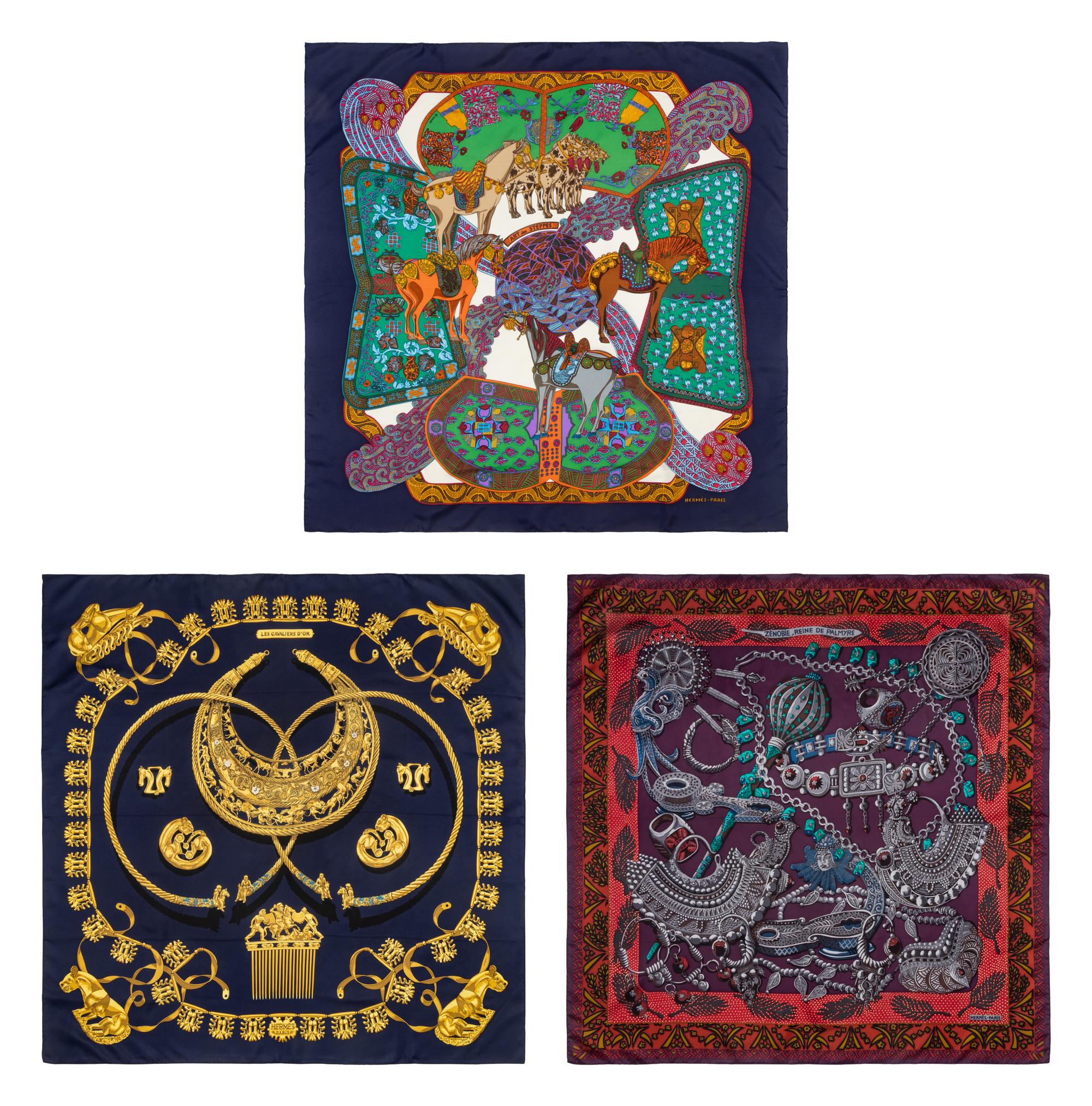 Hermès, Three Silk Scarves