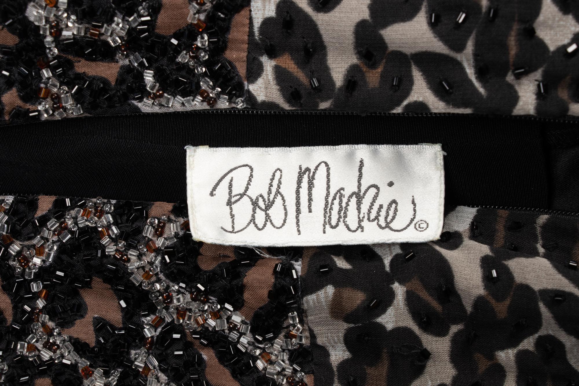 Bob Mackie Beaded Leopard Print Dress, 1990s