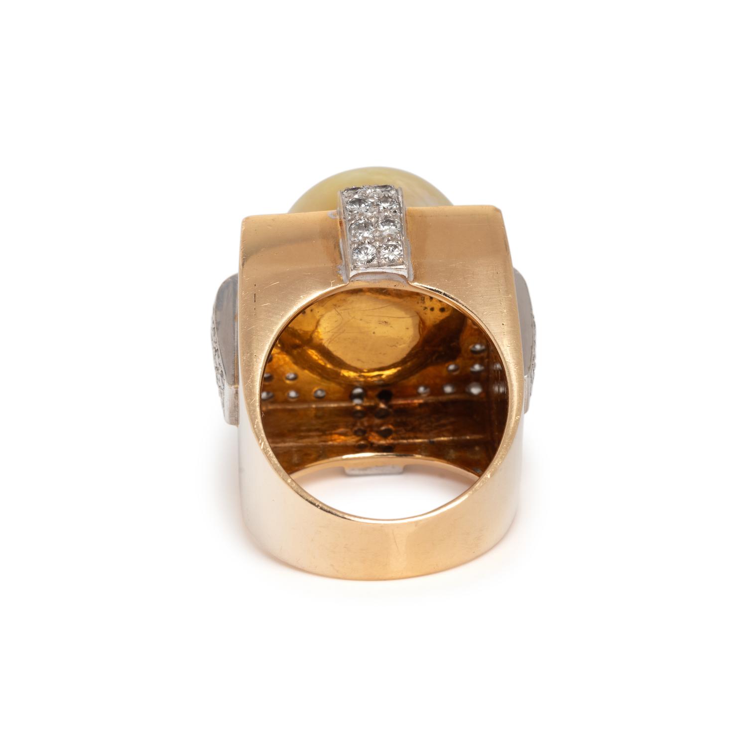 CULTURED BAROQUE PEARL AND DIAMOND RING
