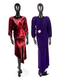 Two Velvet Evening Dresses, 1980s