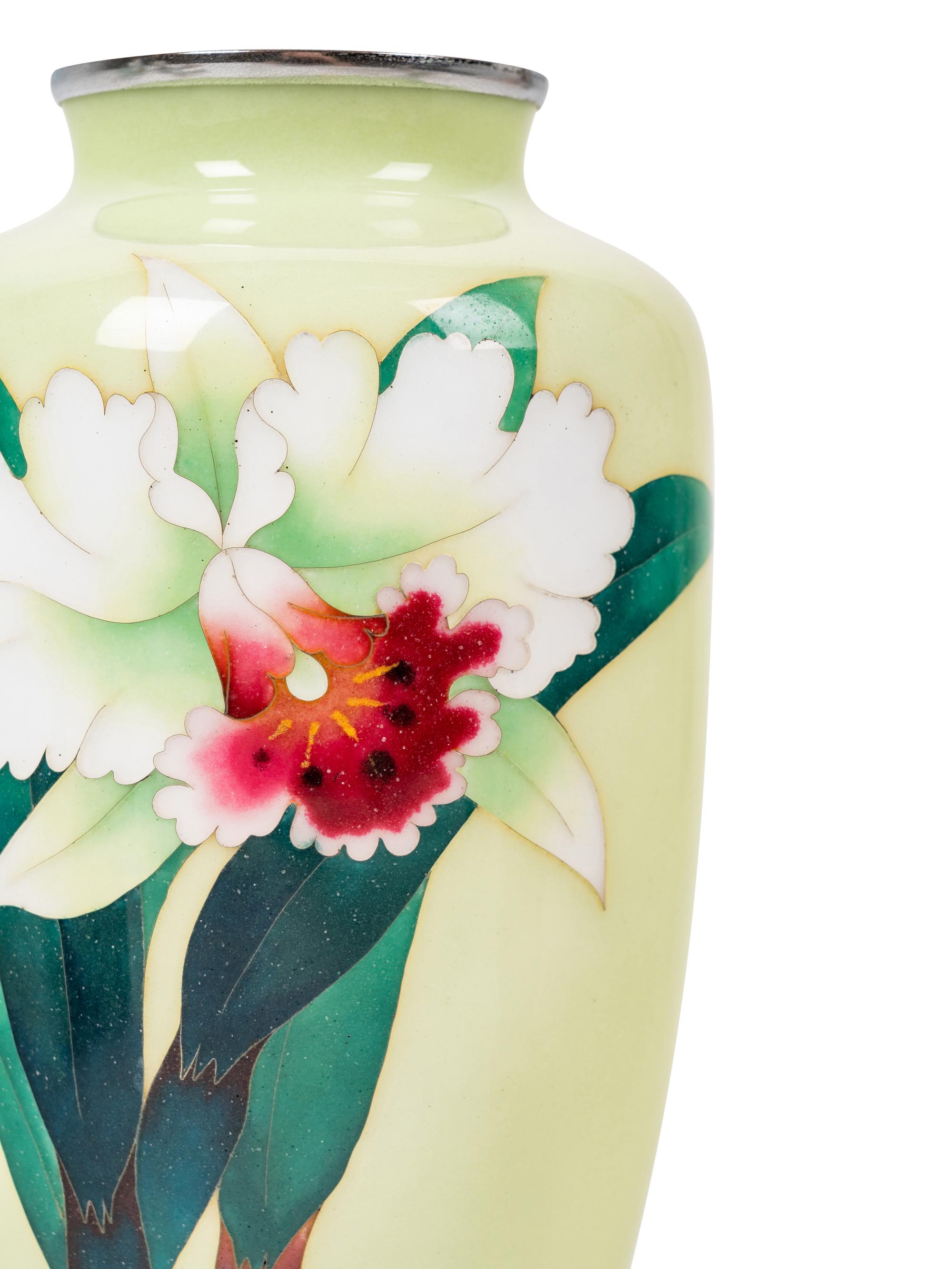 Eight Japanese Cream Ground Cloissoné Enamel Vessels