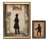 Two Full Length Cut and Paste Silhouettes, in the manner of William Henry Brown (1808-1883), Height of taller frame 15 3/4 x width 12 i