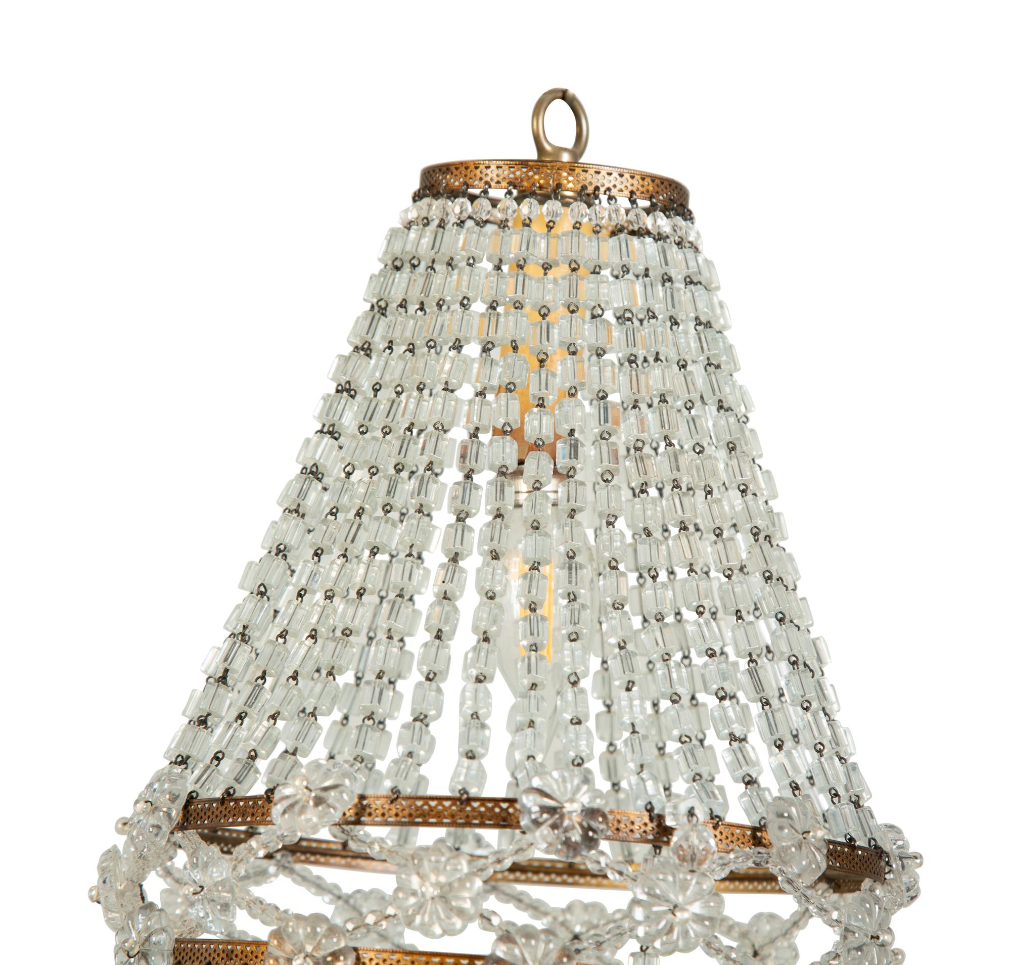 A Small Beaded Glass Chandelier — 20th Century