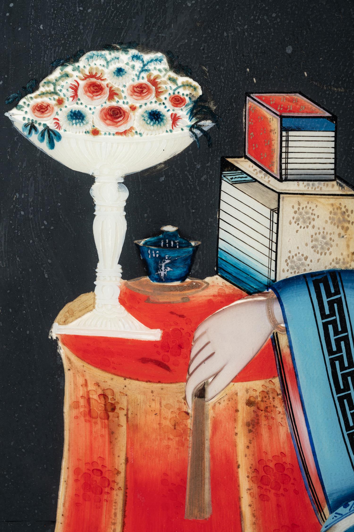 Two Chinese Export Reverse Glass Paintings