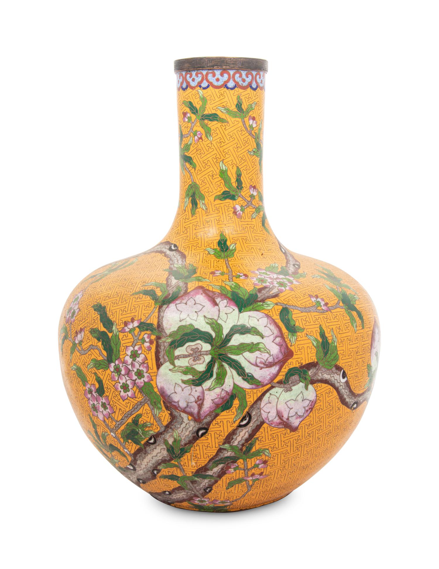 A Large Cloisonné Enamel Vase, Tianqiuping