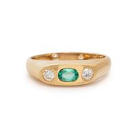 CRAIG DRAKE, YELLOW GOLD, EMERALD AND DIAMOND RING