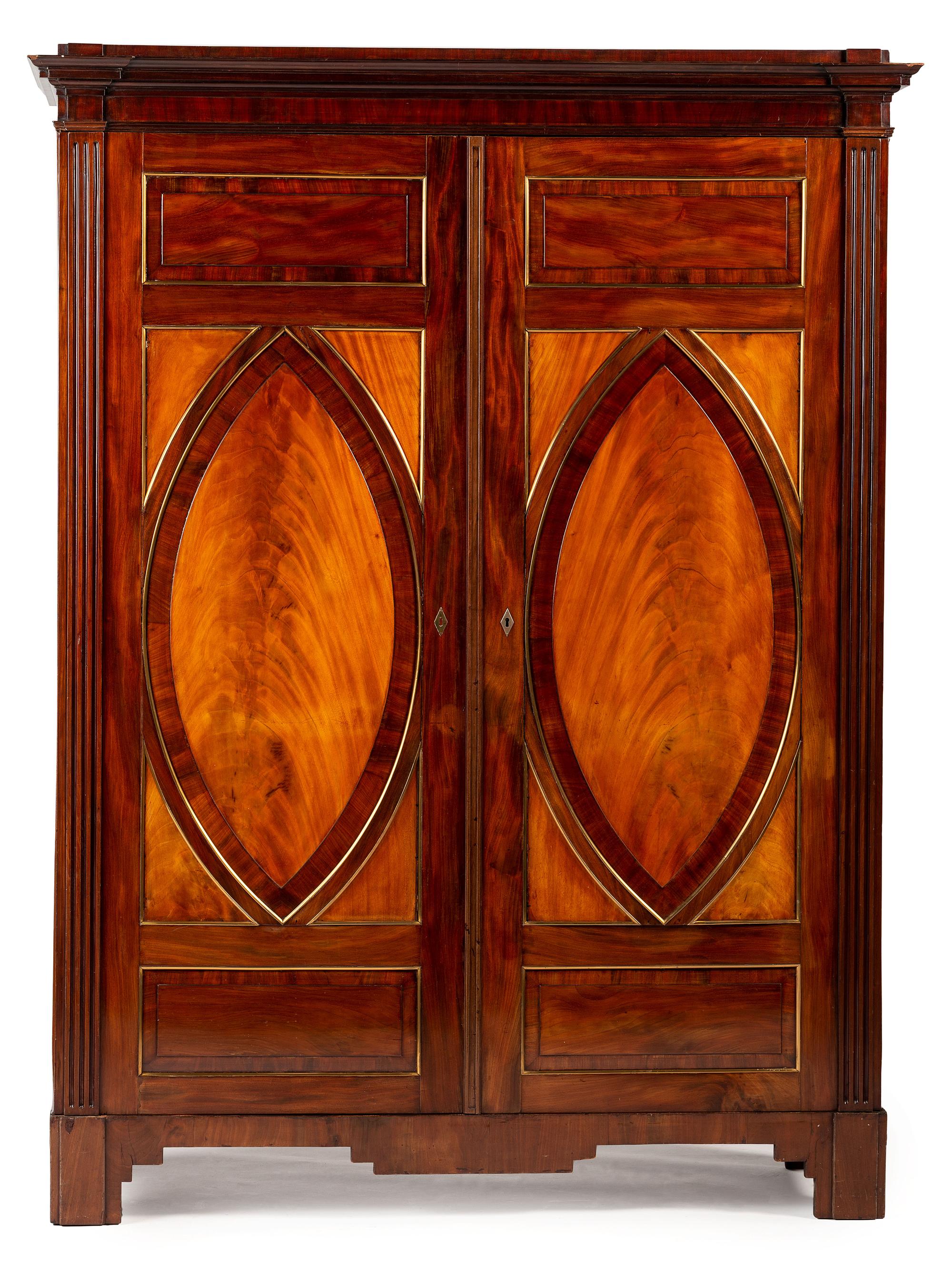 A Russian Brass Mounted Mahogany Armoire