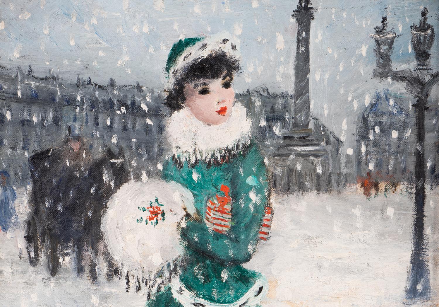 Parisian Girl in Snow Storm