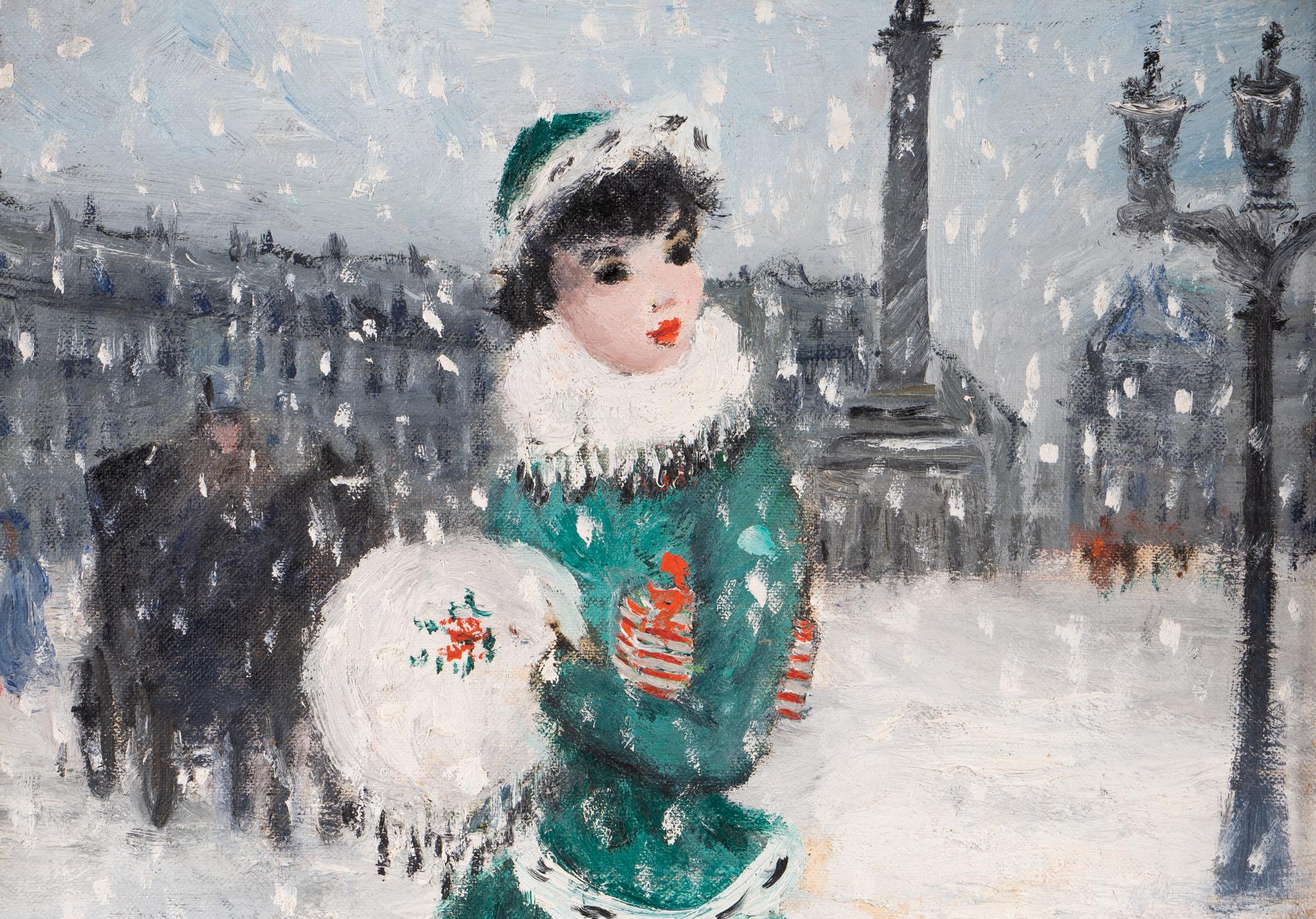 Parisian Girl in Snow Storm