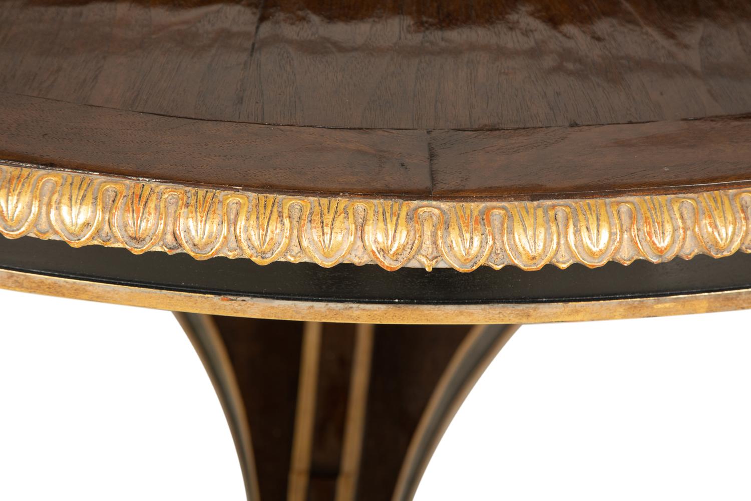 An Ebanista Luciani Walnut and Parcel Gilt Dining Table