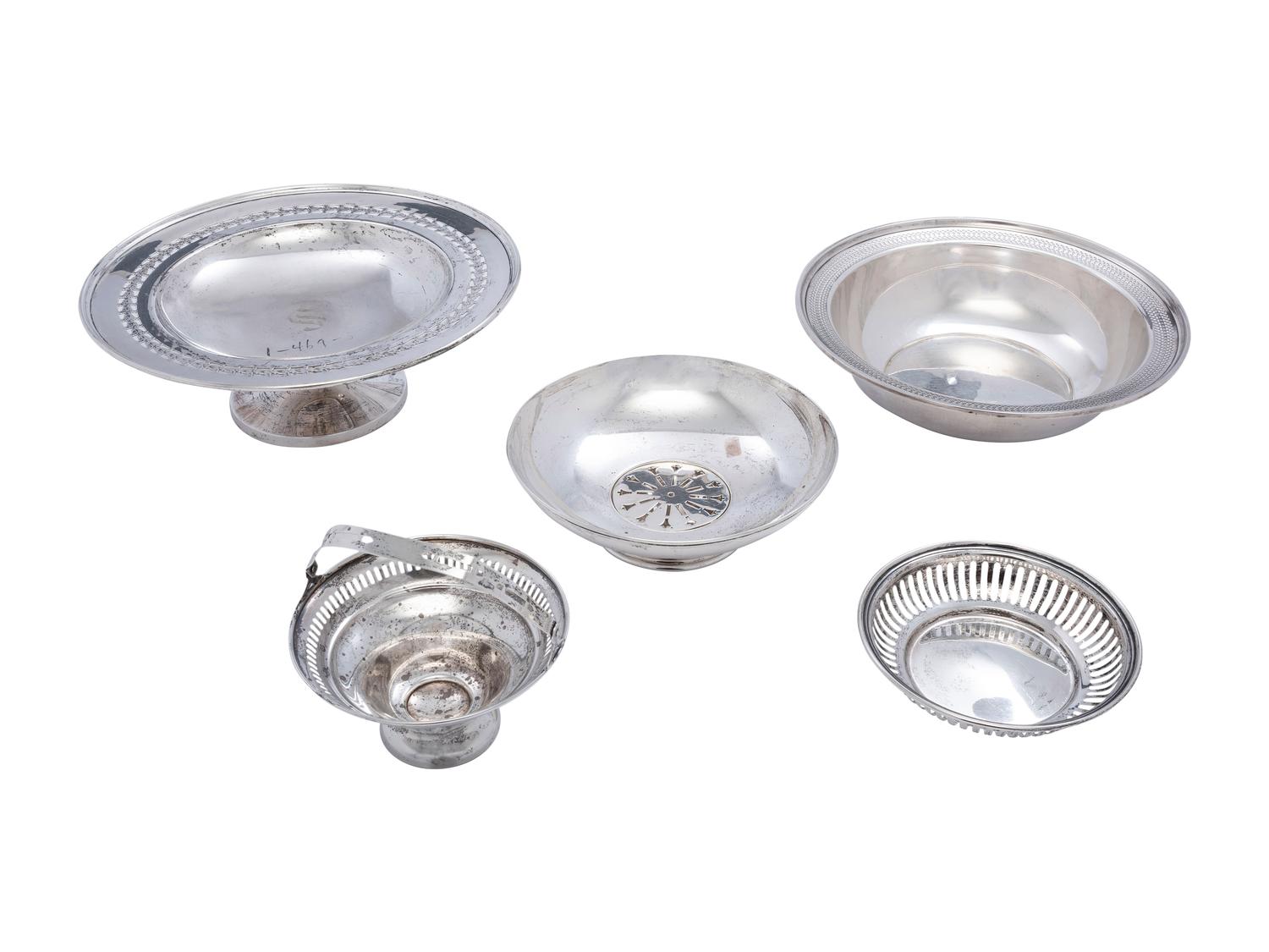 Five American Silver Bowls and Compotes