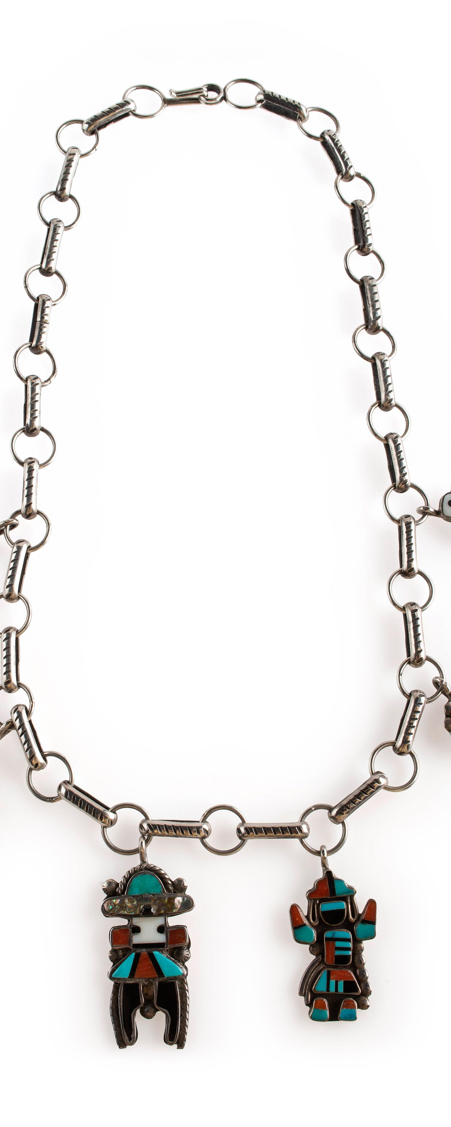 Zuni Channel Inlay Charm Necklace