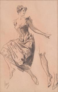 Jules Chéret (French, 1836–1932) — Seated Woman and Woman with Legs (Two Works)