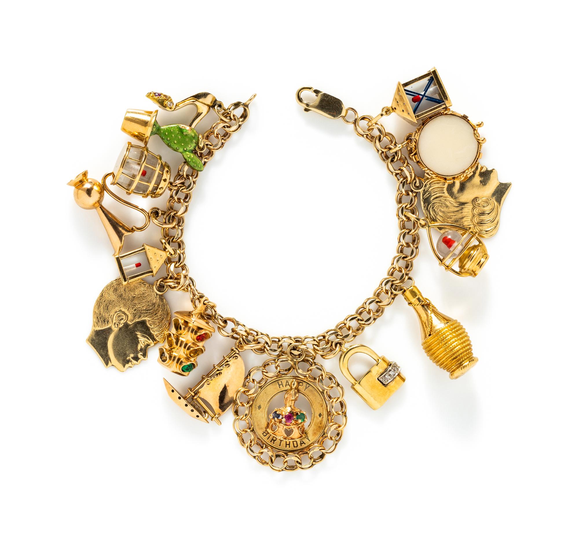 YELLOW GOLD CHARM BRACELET