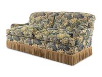 A Custom Two-Seat Sofa with Verdure Upholstery and Bullion Fringe