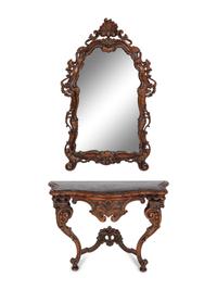 An Italian Baroque Style Console Table and Mirror